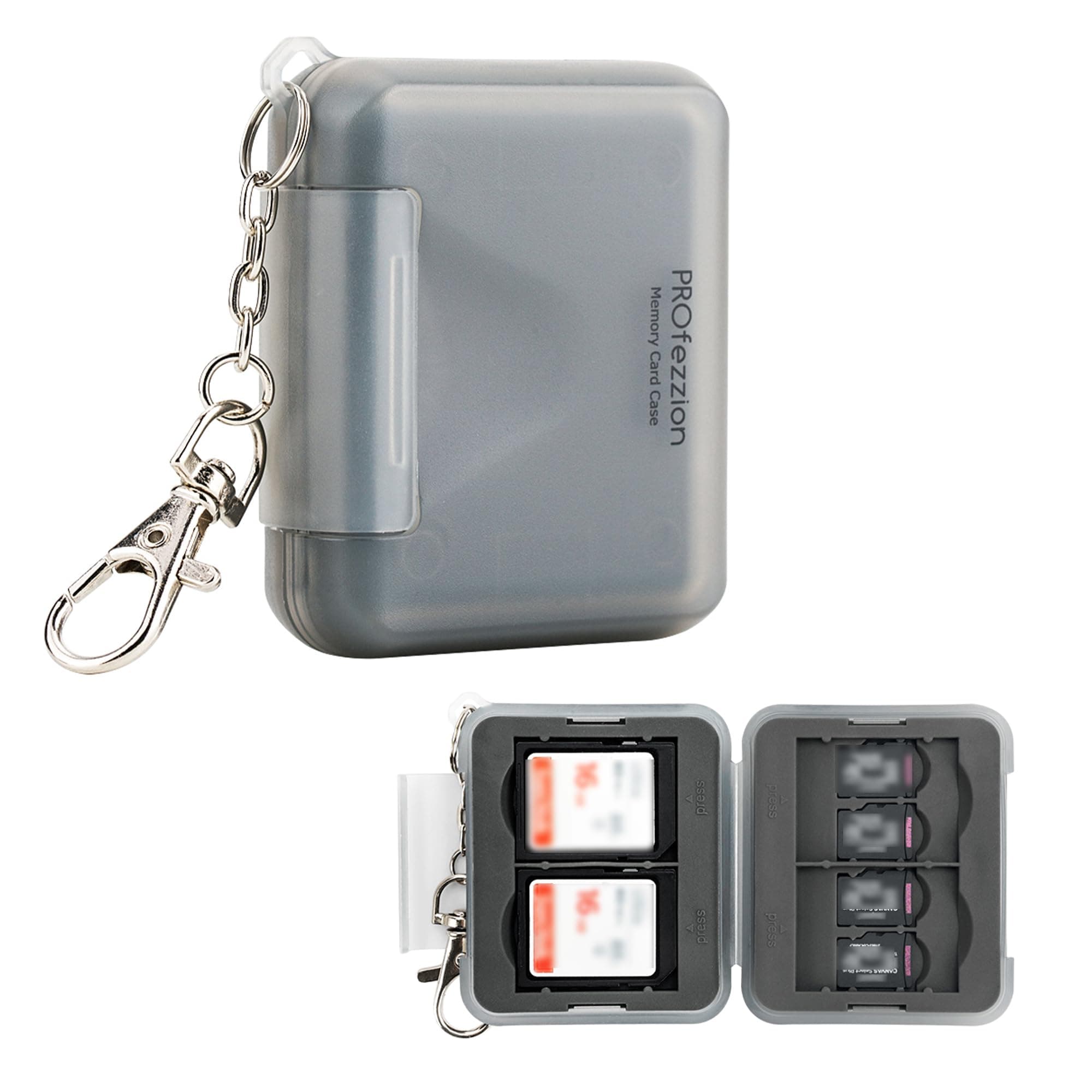 Compact SD & Micro SD Card Holder Case, Water-resistant & Portable Memory Card Storage Box for 8 Micro SD Card & 4 SD/SDXC/SDHC Card, Total 12 Slots with Soft Rubber Interior