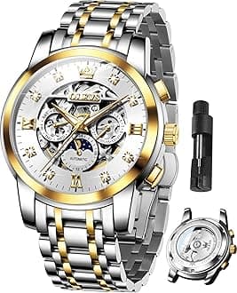 - Mens Automatic Watch Skeleton Diamond Luxury Mechanical Self Winding Dress Wrist Watch Waterproof Luminous