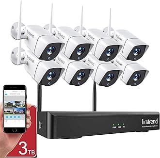 firstrend 1080P Wireless Security Camera System, 8CH Wireless NVR System with 8pcs 1080P HD Security Camera and 3TB Hard Drive Pre-Installed,P2P Wireless Security System for Indoor and Outdoor Use