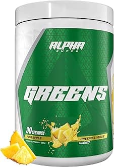 Alpha Supps - Alpha Greens Supplement | Fruit & Vegetable Superfood Powder | Over 40 Natural Plant Based Ingredients | Prebiotic & Probiotic Digestive Support Blend - 30 Servings (Pineapple)