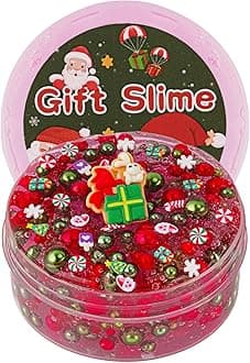 Green & Red Pearl Bead Slime, Clear Slime for Children, Slime Party Gifts for Girls and Boys, Sensory Slime Toy, Easter, Halloween, Christmas, Gift for Girls and Boys