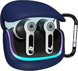 Sounce Earphone Case Cover for GOBOULT Z40 Gaming TWS Soft Silicone Skin Case Cover Shock Absorbing Protective Case with Keychain [Front LED Visible] - Blue