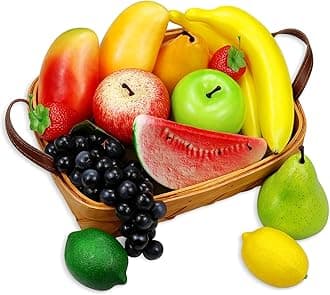 Artificial Fruits Pack, Fake Fruits for Home Decor, Simulation Fruit Set, Party Chirstmas Decortion, Fruit Modle for Photoshoot, Fake Strawberry, Mango, Bananas. Total 14 Pieces/Set