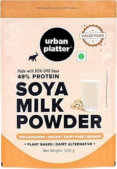 Urban Platter Soya Milk Powder, 500g  (Soy-Based Dairy Alternative | Unsweetened | 49% Protein | Plant-Based | Non GMO)