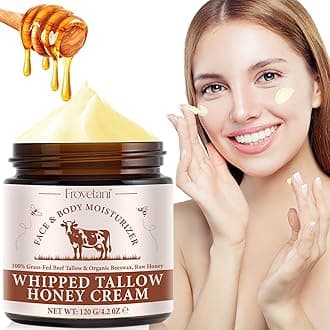Beef Tallow Skin Care, Natural Beef Tallow Moisturizer, Beef Tallow and Honey Balm for Face, Hydrating Tallow Balm with Raw Honey, Grass-Fed Whipped Beef Tallow for Skin (120g)