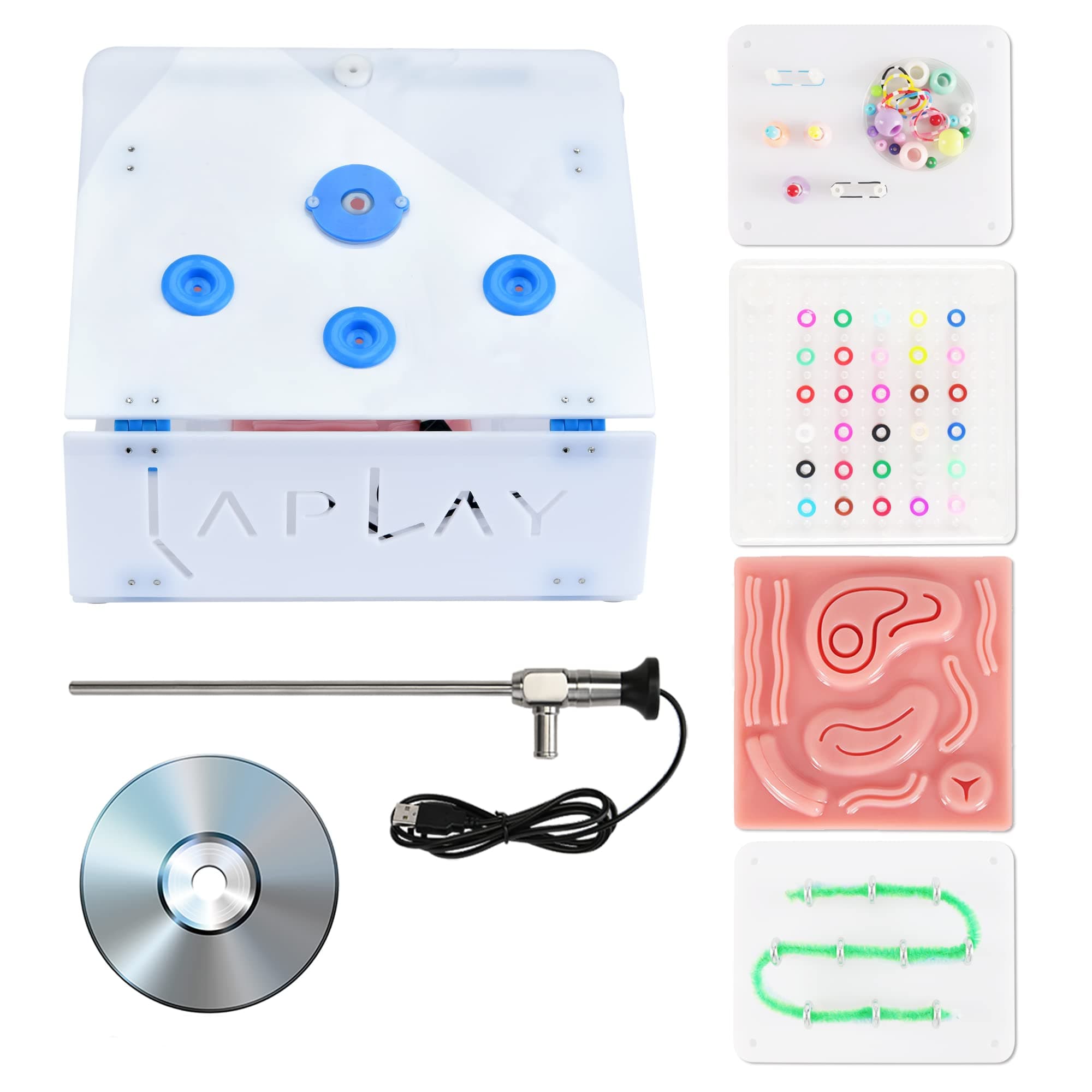 LAPLAY Laparoscopic Trainer Simulator Box,with suture pad,1080 HD straight-bar camera for doctor medical students nurse