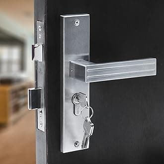 Blue Space Premium 8" Cylindrical Plate Mortise Door Lock Handle Set With 60mm Brass Cylinder, One Side Key, 3 Computer Keys (ALTROZ, Matt Satin)