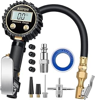 AstroAI ATG250 Digital Tire Inflator with Pressure Gauge, 250 PSI Air Chuck and Compressor Accessories Heavy Duty with Rubber Hose and Quick Connect Coupler Car Accessories for 0.1 Display Resolution