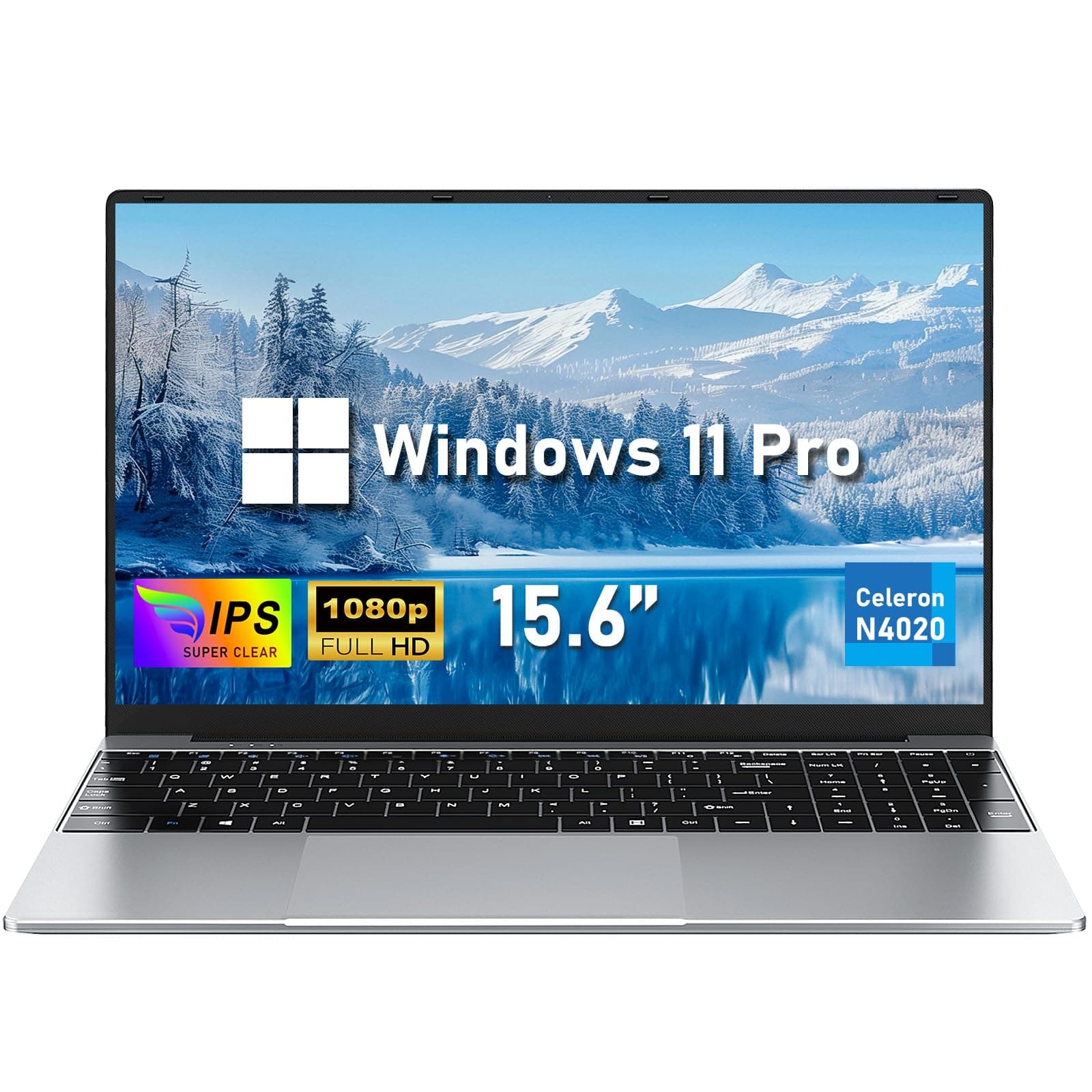 15.6'' Laptop Computer, N4000 Processor Laptops with 8GB RAM, 256GB SSD,15.6 inch FHD 1920 * 1080 Display, WIFI5, BT4.2, Windows 11 Pro, Gray