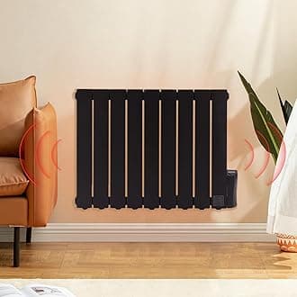 1500W Electric Oil Filled Radiators Wall Mounted Electric Heater 9 Fins Energy Efficient Electric Radiators with 7 Days/24H Timer and Thermostat,LED Display & Safe Lock for Home Use,Black