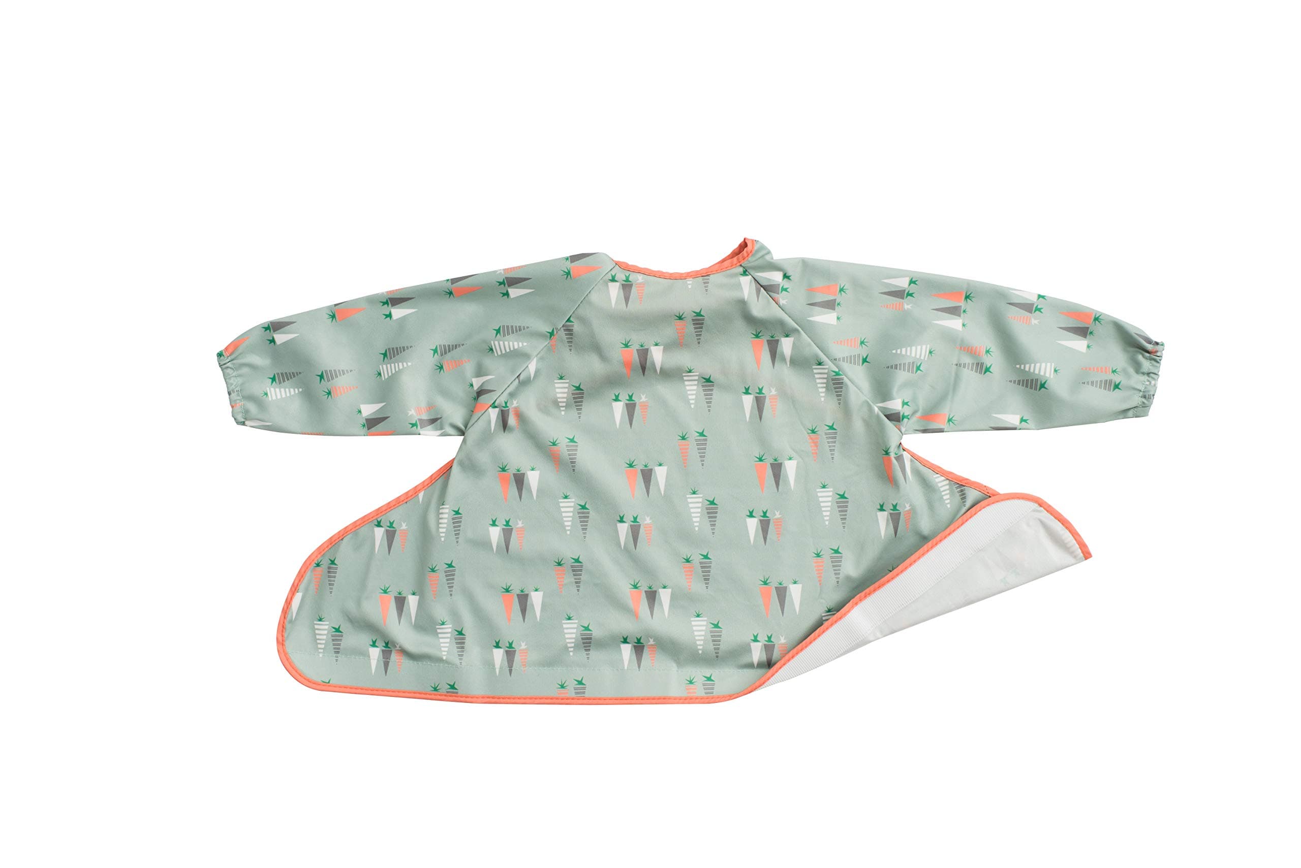 Weaning bib - Carrots- BLW essential long sleeved full coverage. Waterproof bib that attaches to the Tidy Tot tray.
