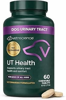 VetriScience Quick Action UT Health Chewable Tablets, UT Strength STAT Supplement for Dogs, Cranberry, Uva Ursi, and Chanca Piedra to Soothe Urinary Tract Discomfort, Smoke, 90 Count