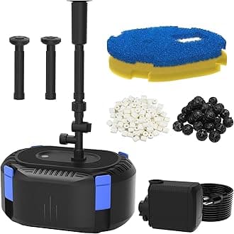 AquaMiracle - Koi All-in-One Pond Filters for Outdoor Ponds 500-750 Gallon, Fountain Pump for Ponds with 3 Spray Patterns, Fountain Kit with Pump
