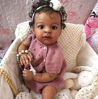 Black Reborn Baby Girl Dolls 19 Inch Full Body Silicone Reborn Baby Black Newborn Dolls Lifelike African American Doll Realistic Anatomically Correct Baby Doll