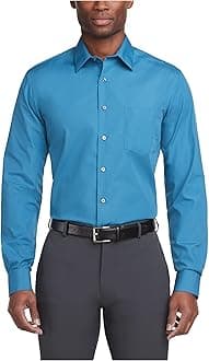 Van Heusen Mens Dress Shirt Regular Fit Poplin Solid