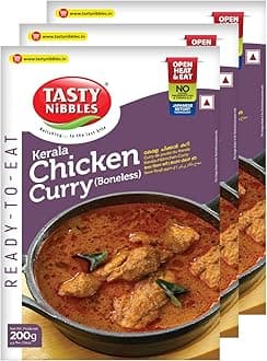 Ready to Eat Kerala Chicken Curry (Boneless) 200g [Pack of 3] | Open Heat & Eat | No Food Additives Added | Japanese Retort Technology