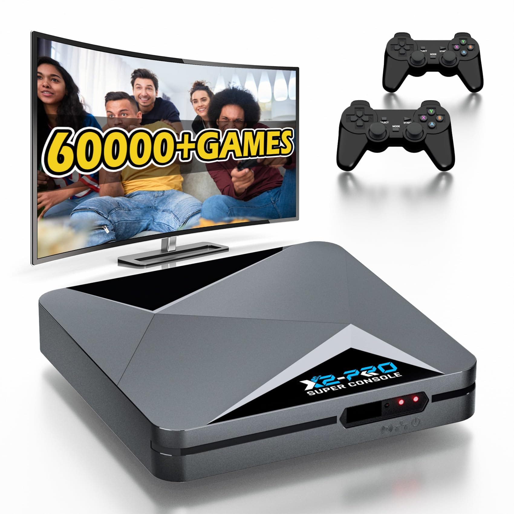 Super Console X2 PRO Retro Game Console - 60000+ Games, 70+ Emulators, 3 Systems, 4K UHD, Plug & Play, BT 5.0, Dual Band WiFi (2.4G + 5G)