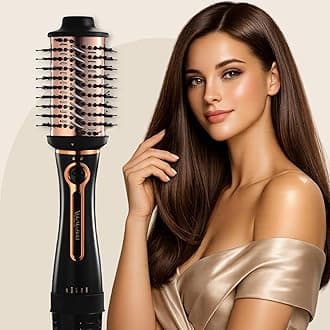3-In-1 Professional Volumizer Hot Air Brush (1200W), Hair Blow-Dryer, Straightener, Curler For Women, Makes Hair Fluffy, Shiny In No Time, 1 Year Warranty - Golden, 1200 Watts