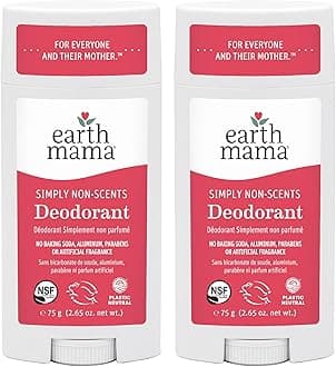 Earth Mama Simply Non-Scents Deodorant | Fragrance-free + Safe for Sensitive Skin, Pregnancy and Breastfeeding, Contains Organic Calendula and Coconut Oil, 2.65-Ounce (2-Pack)