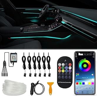 Upgraded 6-in-1 Car Ambient Lighting Kit, 315-inch Pre-Threaded Fiber Optic, APP & Remote Control, 16 Million Colors, Music Sync, High Brightness LED Interior Lights for Cars, Trucks, SUV