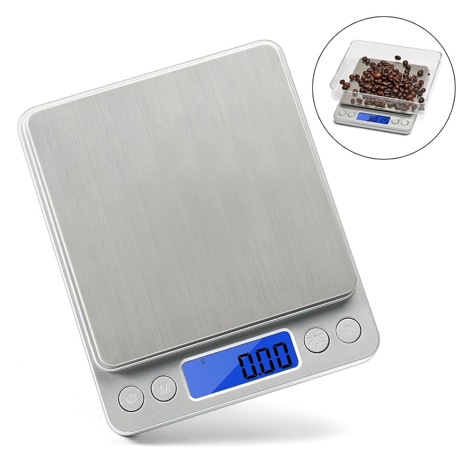 Pocket Scale Aoleca Digital Pocket Kitchen Food Scale with LCD Display Stainless Steel Silver Smart Weigh Electronic Scale