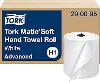Tork Matic Soft Hand Towel Roll White H1, Advanced, High Absorbency, 6 Rolls x 900 ft, 290095