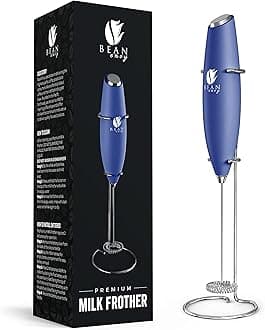 Bean Envy Milk Frother, Coffee Stirrers, Frother Wand, Milk Frother Handheld, Frother with stand, Hand Blender for Coffee, Lattes, Cappuccino, Matcha and Hot Chocolate – Kitchen Gifts - Blue
