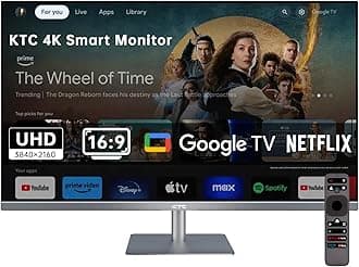 32 Inch 4K Smart Monitor, Google System UHD (3840x 2160) Smart Monitor with Speakers, Netflix Licensed, Type-C 65W PD, WirelessDisplay, HDR, Bluetooth, Hey Google Voice Remot, VESA Support, A32Q8