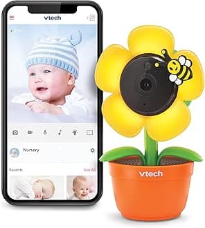 RM9751 Yellow Daisy Smart Wi-Fi Baby Camera, iOS & Android Enabled, 1080p Full HD, Privacy Mode Cover, Night Light, Soothing Sounds & Lullabies, Two-way Intercom,Temperature Sensor, Night Vision