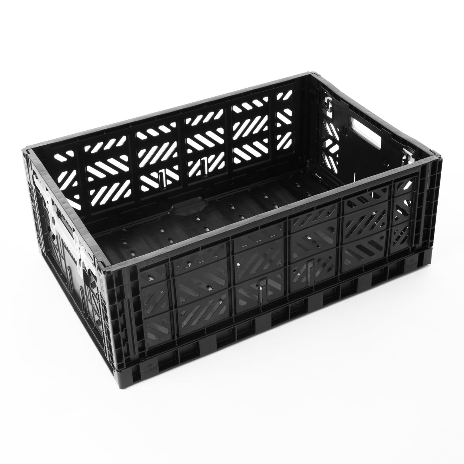 AYKASA Collapsible Storage Bin Container Basket Tote, Folding Basket Crate Container : Storage, Kitchen, Houseware Utility Basket Tote Crate = Maxi-Box Comfort Lock (Black)