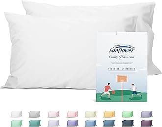 Sunflower Queen Pillowcases Set of 2, 100% Cotton Queen Pillow Cases 2, 20×30 inches Bright White, Soft and Breathable