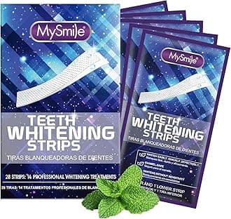MySmile Professional Teeth Whitening Strips 14 Treatments, Peroxide Free, Non-Sensitive Formula, Whitening for Sensitive Teeth, Enamel Safe Teeth Whitener for Smokers, Coffee Drinkers, Yellow Stains
