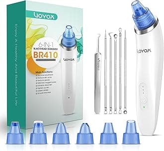 6 in 1 Professional Blackhead Extractor Blackhead Extractor Electric Blackhead Remover Pore Cleanser Facial Care Woman Blackhead Removal, 6 Probes and 3 Modes, Rechargeable BR410