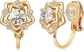 Clip on Earrings Women, 14K Gold Hoop Clip-On Earrings for Women, Hypoallergenic Non Pierced Croissant Earrings