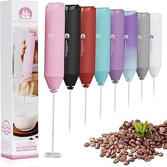 New England Stories Powerful Milk Frother Handheld Foam Maker, Mini Whisk Drink Mixer for Coffee, Cappuccino, Latte, Matcha, Hot Chocolate, No Stand, Pink