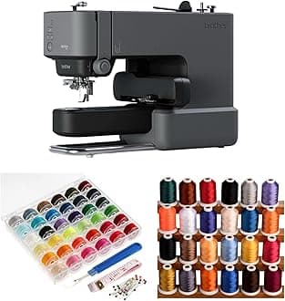 Brother Skitch Embroidery Machine - Precision Single-Needle Stitching with Speed Control Bundle with 24 Assorted Colors Thread, and 36 Pieces Bobbins (3 Items)