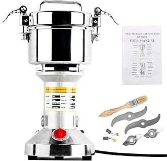 Homend High Speed 700g Electric Grain Mill Grinder Powder Machine Spice Herb Grinder 2500W 70-300 Mesh 36000RPM Stainless Steel Commercial Grade for Kitchen Herb Spice Pepper Coffee (700g)