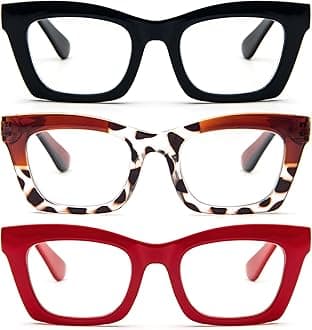 Oprah Style Reading Glasses for Women, Blue Light Blocking Stylish Oversized Computer Readers Spring Hinge