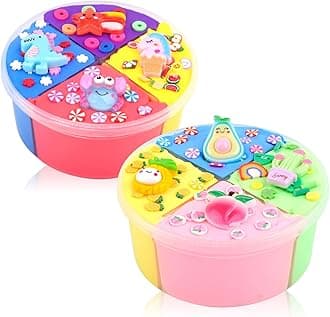 GenericButter Slime Kit for Party Favors 2 Pack, Colorful Slime in 8 Colors, Peachybbies Charms, Soft and Non-Sticky, Scented DIY Stress Relief Putty Toy, Birthday Gifts for Girls Boys 6-12Carbonfree Certified