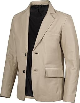 Decrum Real Leather Blazer for Men - Casual Fashion Mens Leather Coat