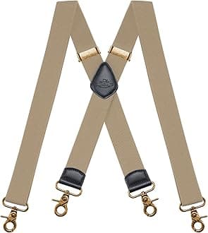 Mens Braces for Trousers with Strong 4 Hook-Clips, Vintage Suspenders Braces for Men & Women Heavy Duty Elastic Adjustable X Shape
