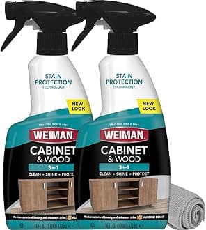 Weiman Cabinet and Wood Cleaner, Shine, Clean and Protect Spray - For Wood Cabinets, Furniture, Tables, Baseboards, Trim and more, 16 oz, 2 PACK with MicroFiber Towel
