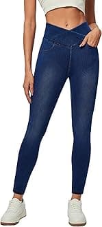 Stretchy Skinny Jeans for Women High Waist Pull on Jeggings Sweatpant Jeans Tummy Control Jean Leggings with Pockets