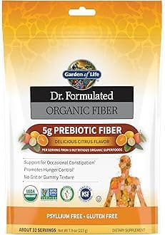 Dr. Formulated Organic Fiber Supplement - Citrus, 32 Servings, Organic Prebiotic Fiber Supplement, Psyllium Free, Vegan Superfood Fiber Powder, Constipation Relief, Hunger Control
