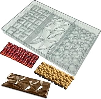 Goldbaking 3 Kinds Shape Chocolate Bar Mold Break Apart Chocolate Molds Protein Energy Bar Maker