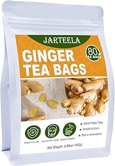 Jarteela - Ginger Tea Bags, 2g x 80 Count - Natural Ginger Root Tea Bags - Non-GMO - Caffeine-free - Soothing & Spicy - Aids Digestion