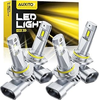 AUXITO 9005 9006 Bulb Combo, 80000LM 6500K White with Cooling Fan, Mini Size, 50000+ Hours Lifspan, Plug and Play, Pack of 4