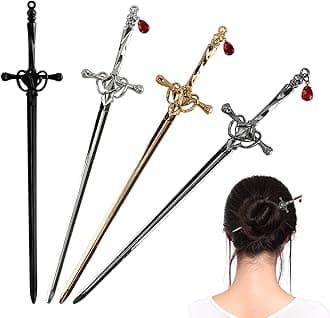 4Pcs Ancient Style Sword Hair Chopsticks Chinese Style Hair Sticks for Bun Hair Long Hair Classic Vintage Flower Hair Sticks Women Girl Gifts