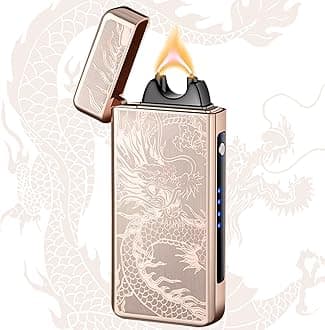 Dragon Electric Arc Lighter USB C Rechargeable Plasma Lighter for Camping, Fire Starters, Candles & Outdoor Gear | Windproof Igniter with Battery Indicator (Dragon Gold)