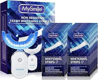 – MySmile Teeth Whitening Kit, 28 Non-Sensitive Teeth Whitening Strips, Deluxe Teeth Whitener Dental Grade Tooth Whitening Strips for Home, Travel, 10 min Fast Result for Beautiful White Smile